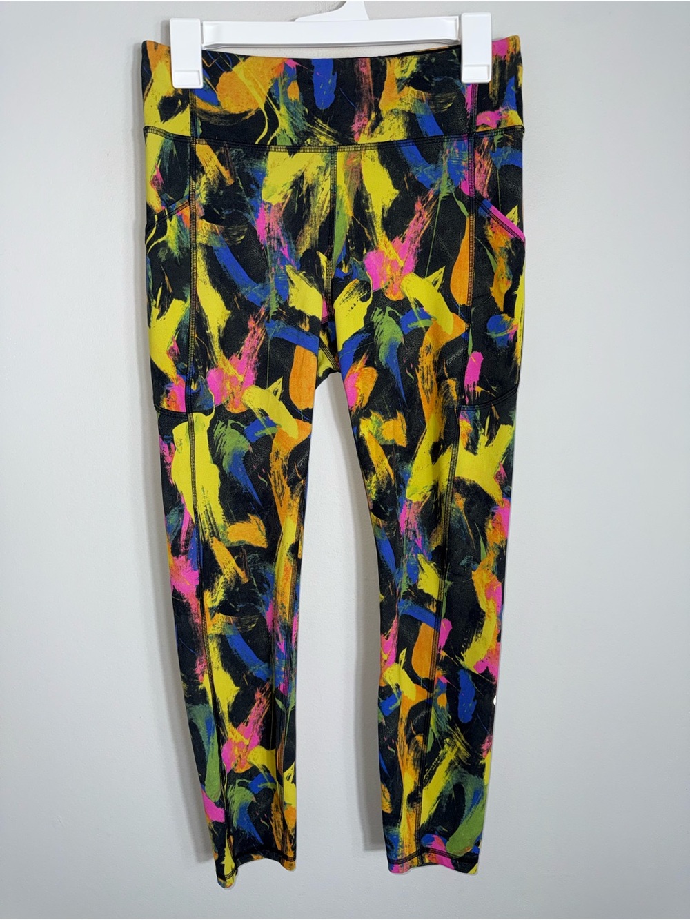 Lululemon Invigorate High Rise Leggings-Black Multi Brushstroke Pattern-25"-SZ 8